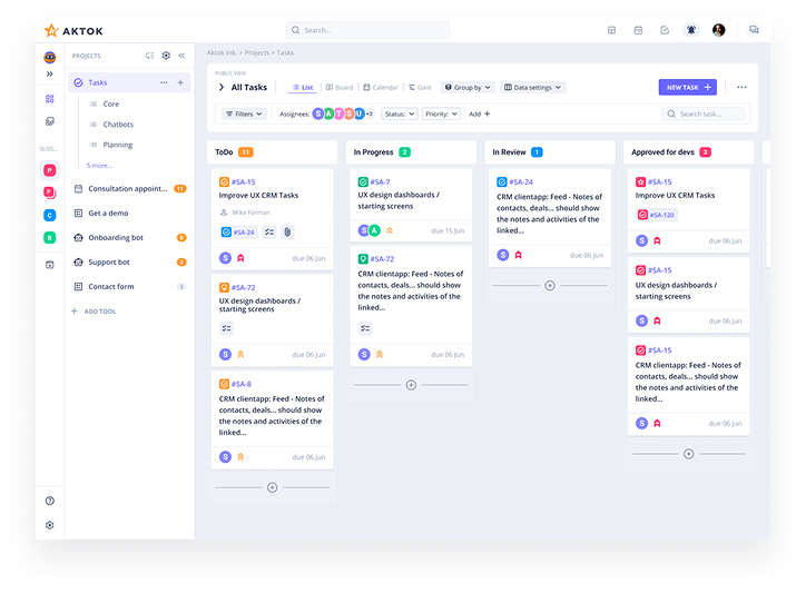 Project organization interface
