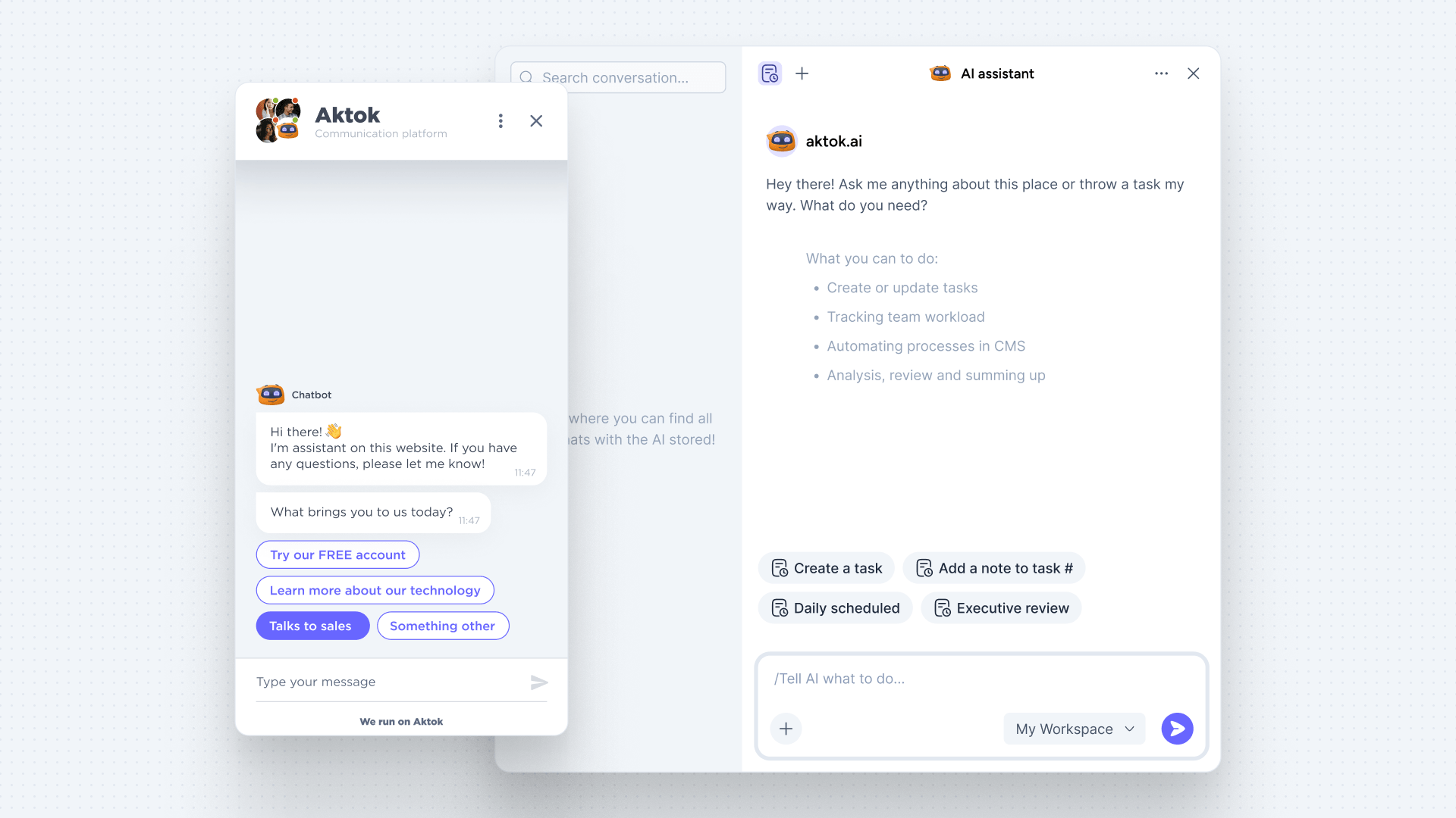 Aktok chatbot with appointment scheduler and CRM integration