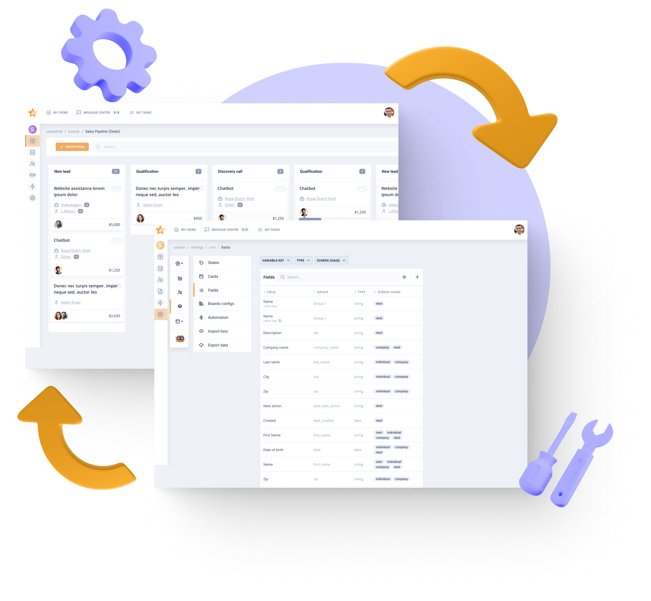 CRM deal pipeline board
