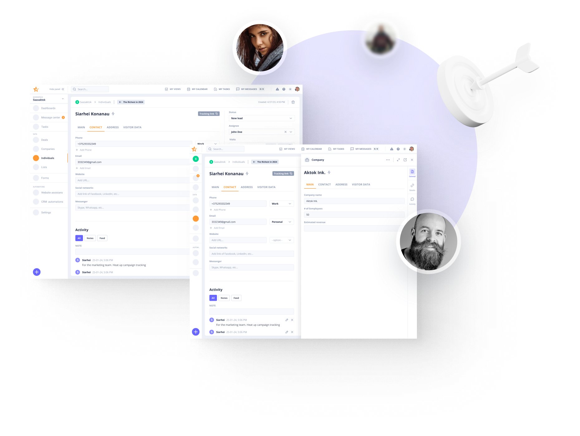 CRM marketing automation panel